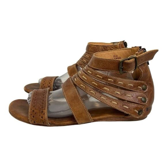 Bed Stu Women's Size 10 Brown Leather Gladiator Sandals Zip Back Buckle Boho - Picture 4 of 9